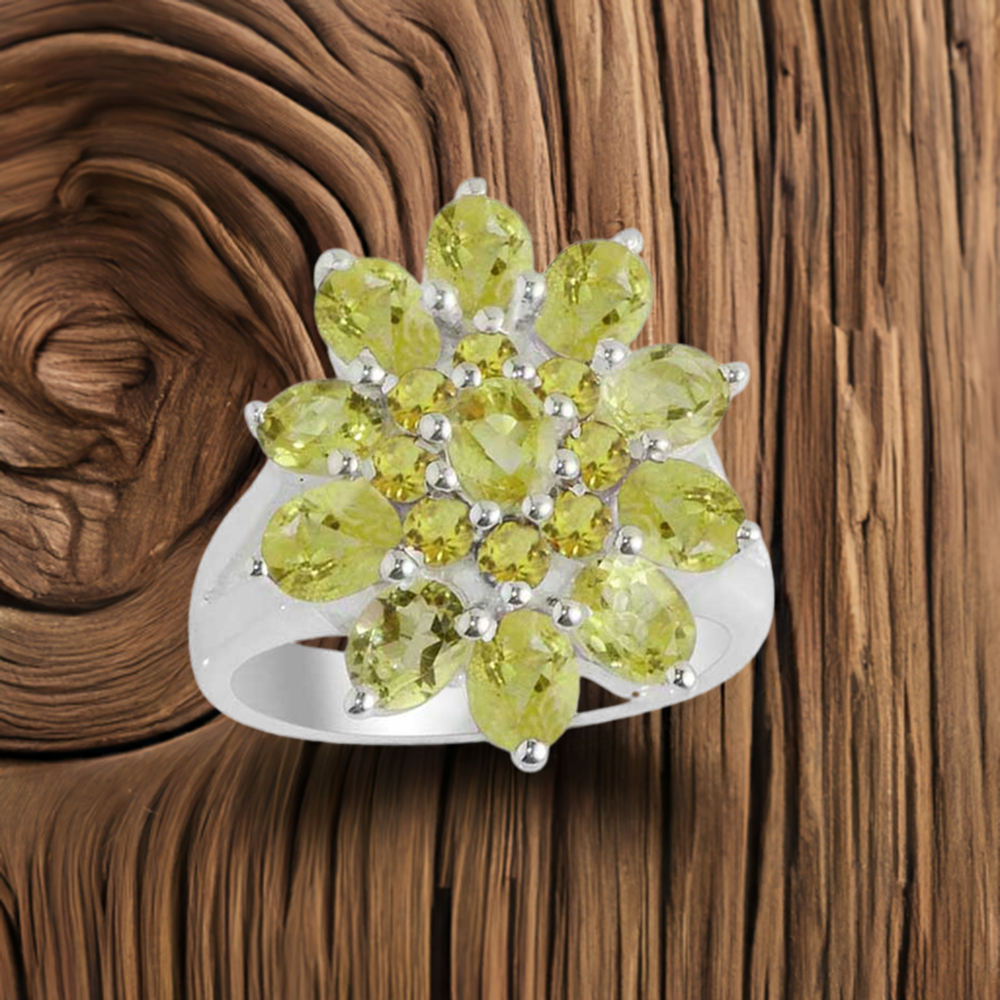 925 Sterling Silver Handmade Rings In Peridot Gemstone Jewelry 925SR2136