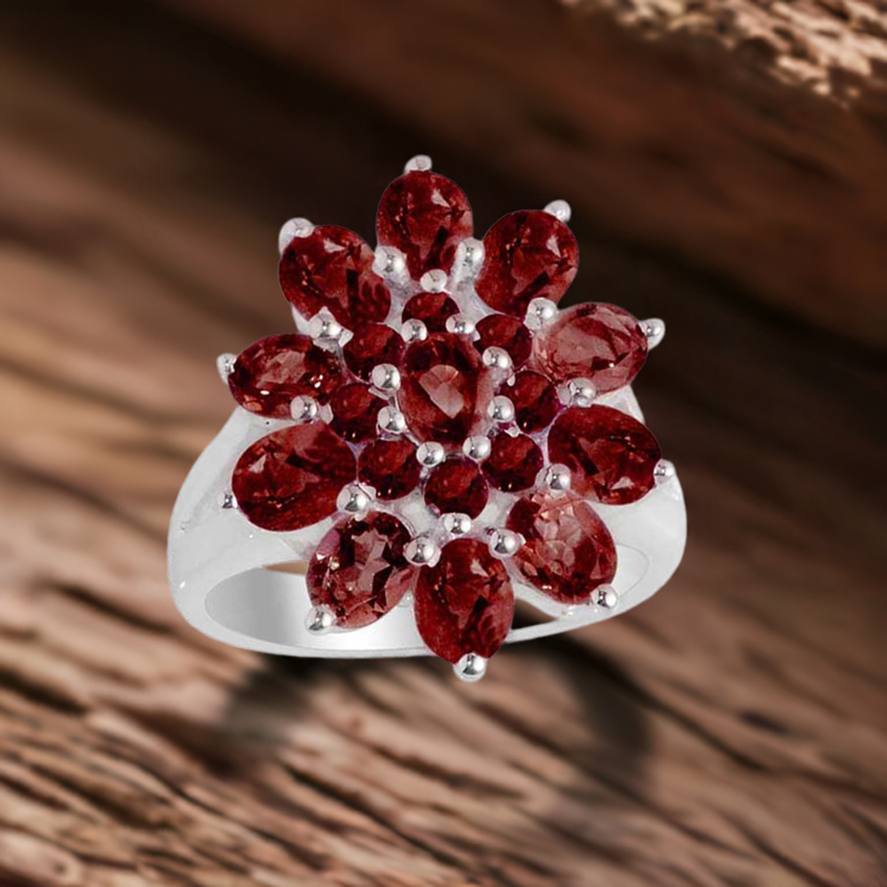 925 Sterling Silver Handmade Rings In Garnet Gemstone Jewelry 925SR2137