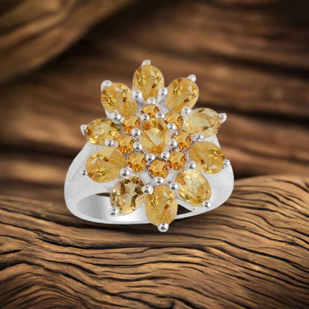 925 Sterling Silver Rings In Natural Citrine Gemstone 925SR2138