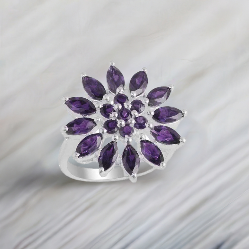925 Sterling Silver Rings In Genuine Amethyst Gemstone 925SR2140