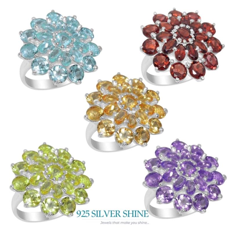 Natural Blue Topaz Gemstone Rings In Solid 925 Silver 925SR2150_1