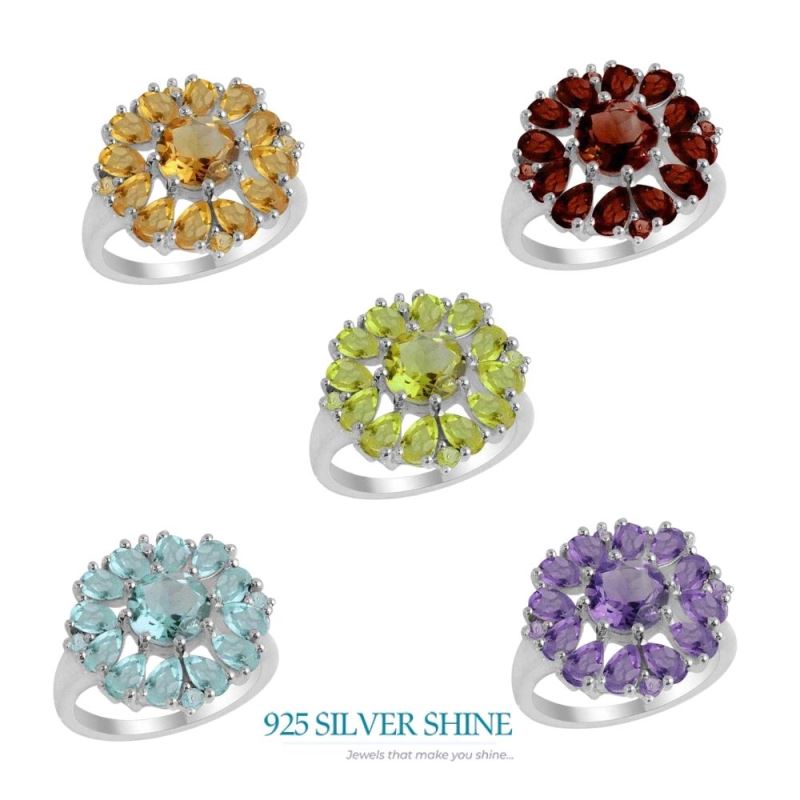 925 Sterling Silver Rings In Semi Precious Peridot Gemstone 925SR2157_1
