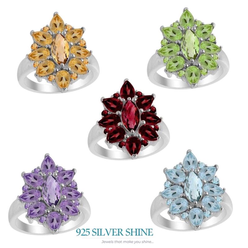 925 Sterling Silver Rings In Genuine Blue Topaz Gemstone 925SR2170_1