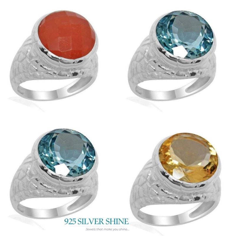 Natural Blue Topaz Gemstone Rings In 925 Sterling Silver Jewelry 925SR2174_1