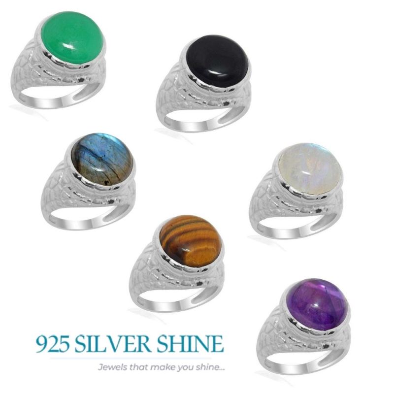 Semi Precious Tiger's Eye Gemstone Rings In 925 Sterling Silver Jewelry 925SR2175_1