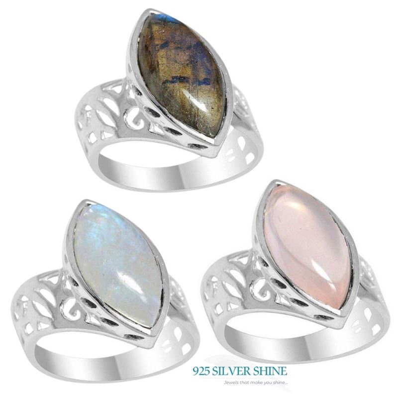 925 Sterling Silver Rings In Rainbow Moonstone Jewelry 925SR2185_1