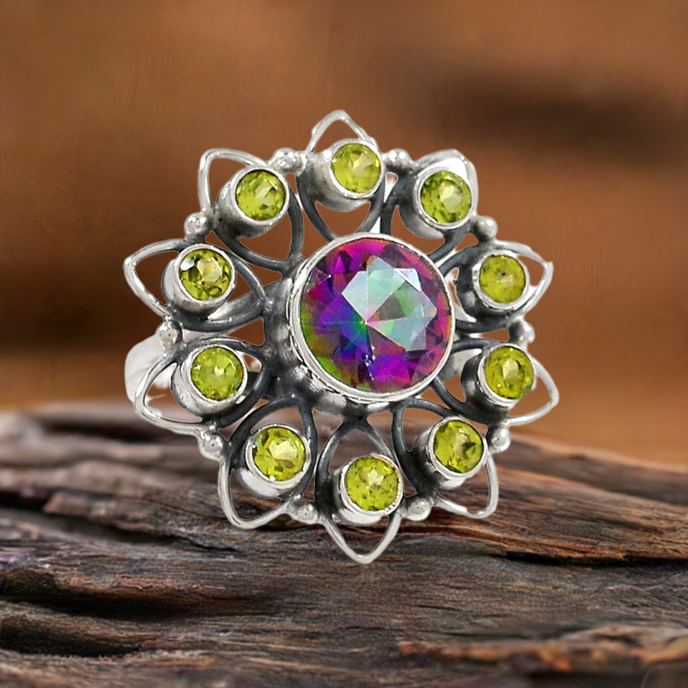 Sterling Silver Rings In Natural Gemstone Costume Jewelry 925SR2216
