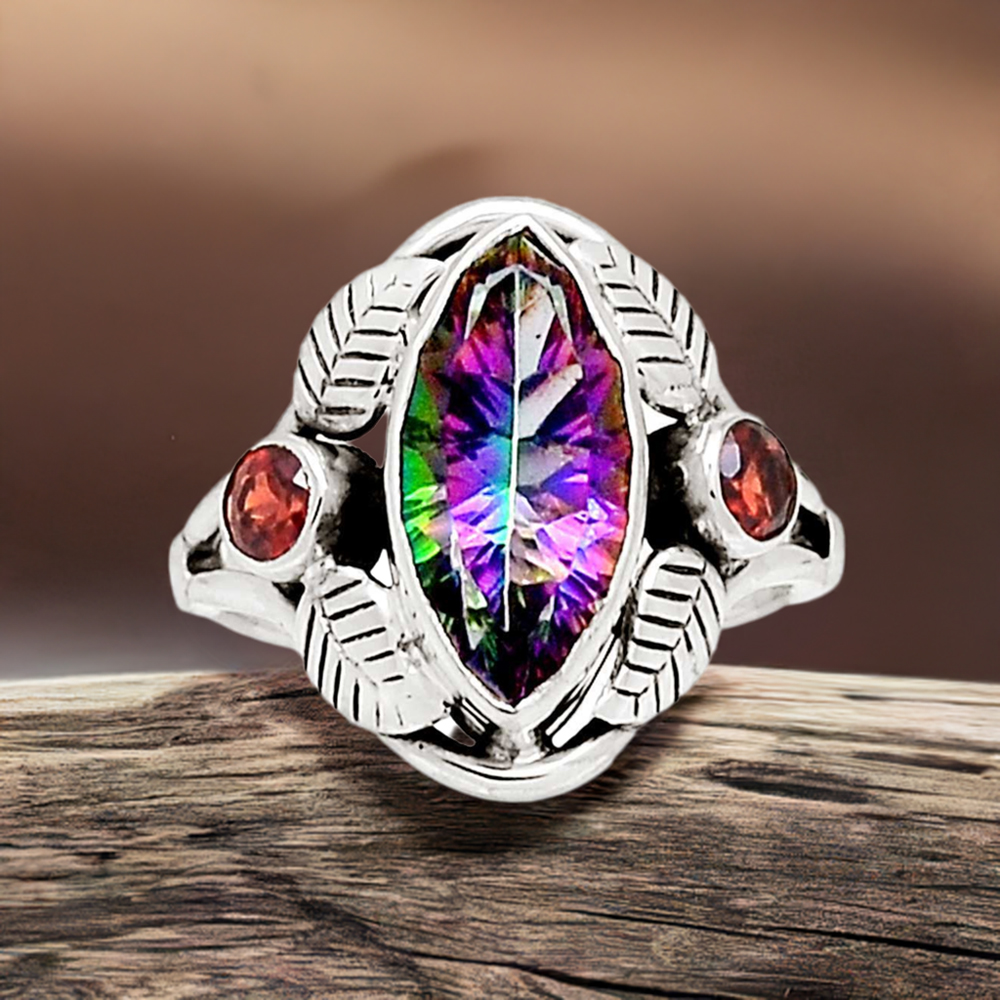 Sterling Silver Rings In Natural Stone Jewelry 925SR2227