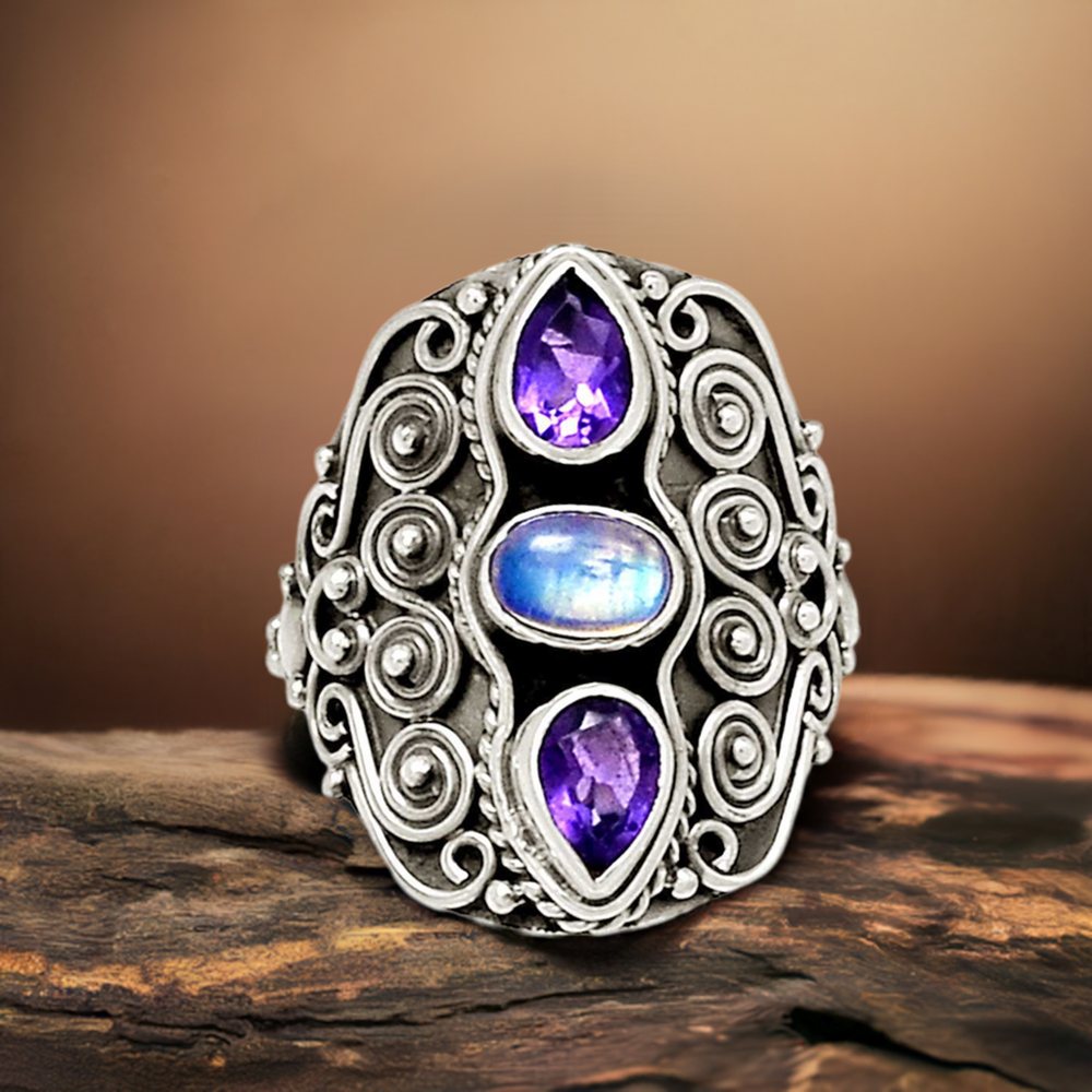 Women's Silver Jewelry In Natural Stone Rings 925SR2230