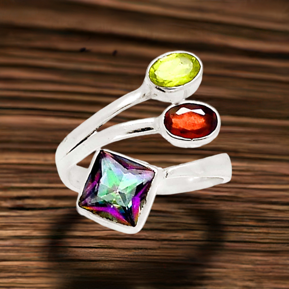 Semi Precious Cut Stone Rings In Sterling Silver 925SR2243