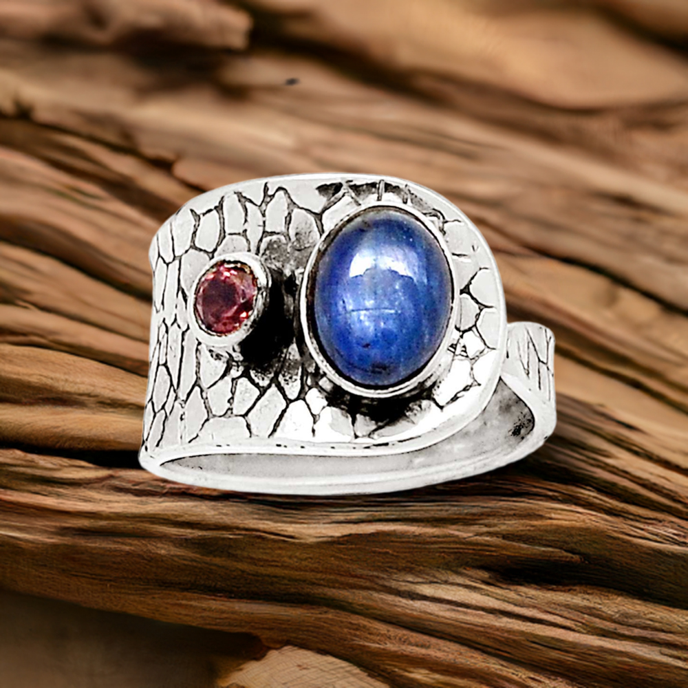 Antique Look Silver Snake Rings In Natural Stone 925SR2245