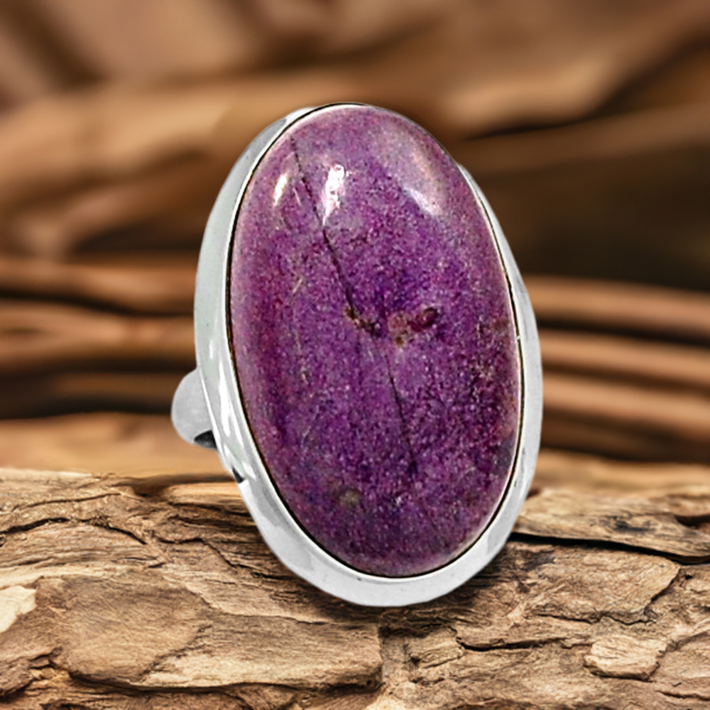 Natural Purpurite Stone Rings In Silver 925SR2268