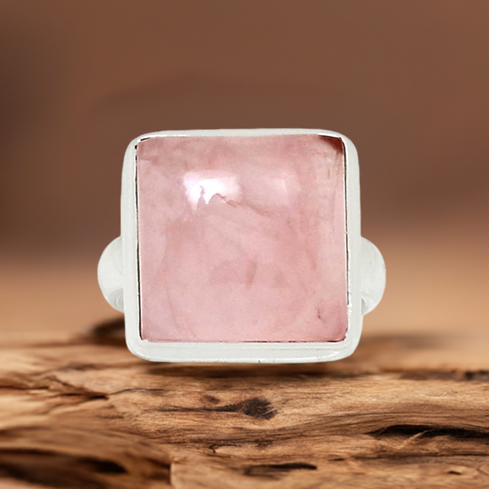 Genuine Rose Quartz Gemstone Ring In Sterling Silver 925SR2272