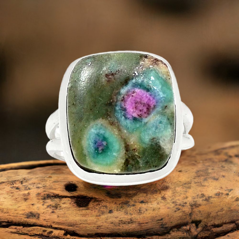 Stunning Ruby Zoisite Gemstone Ring In Silver 925SR2273