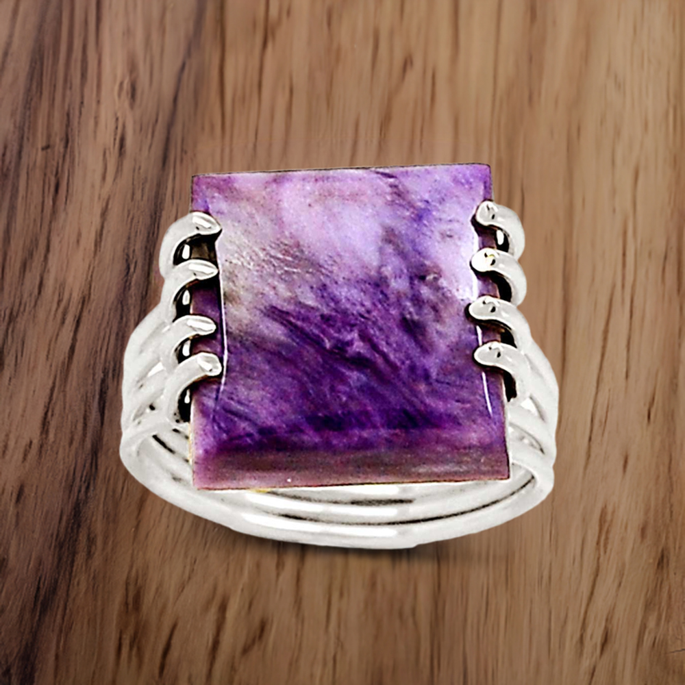 Charoite Gemstone Handmade Ring In Sterling Silver Jewelry 925SR2287