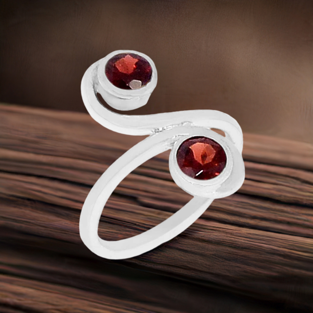 Handmade Sterling Silver Garnet Gemstone Rings Jewelry 925SR2309