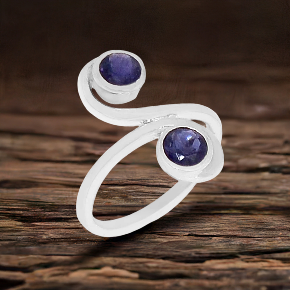 Handmade Sterling Silver Faceted Iolite Gemstone Ring Jewelry 925SR2310