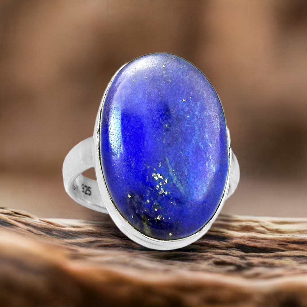 Natural Lapis Gemstone Ring In 925 Silver Jewelry 925SR2314