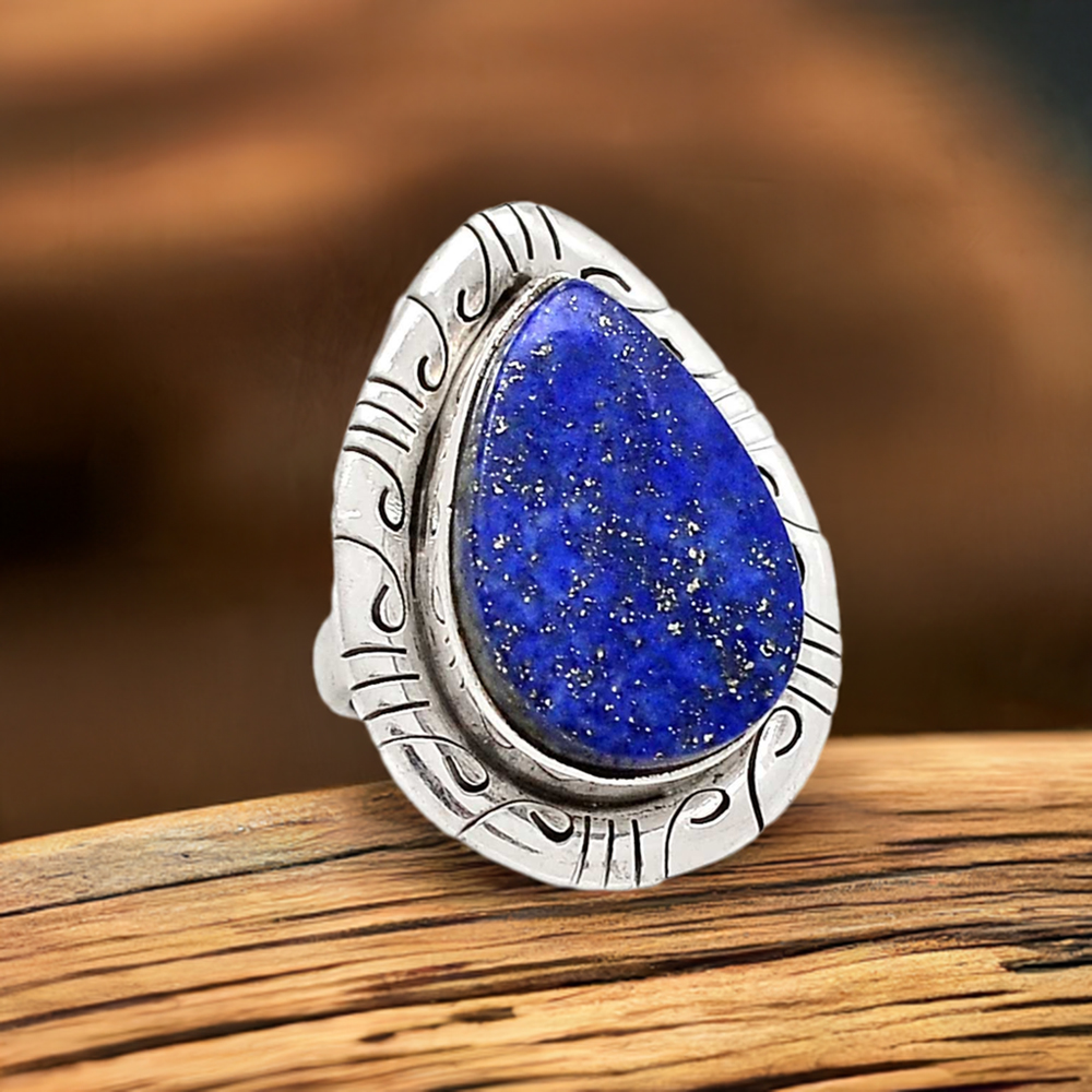 Natural Lapis Gemstone Ring In 925 Solid Silver Jewelry 925SR2316