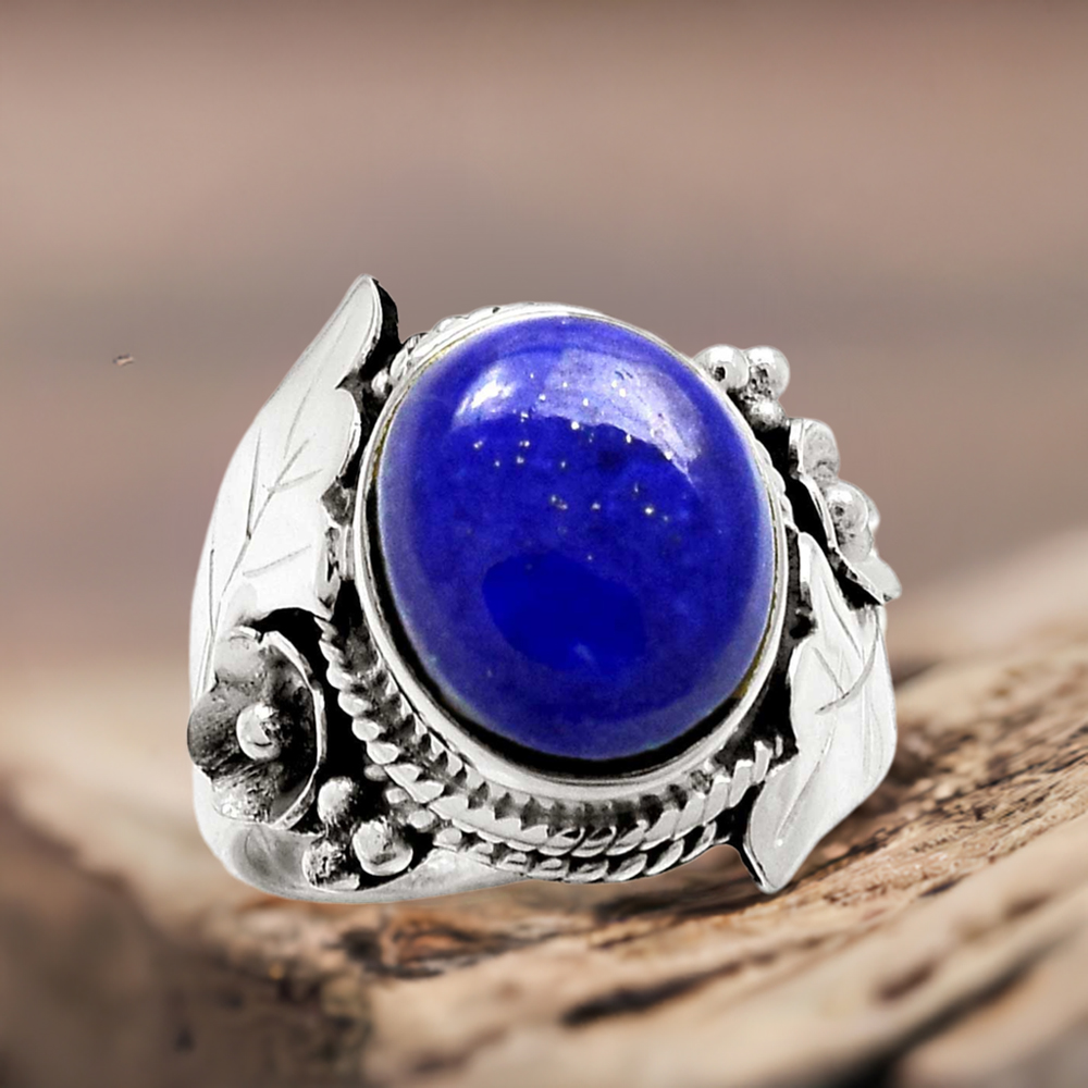 Genuine Lapis Gemstone Ring In Handmade Silver Jewelry 925SR2317