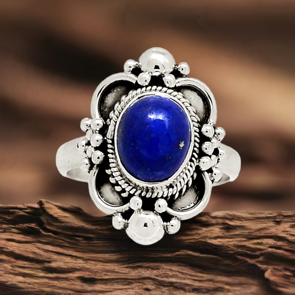 Lapis Semi Precious Stone Ring In 925 Silver Jewelry 925SR2320