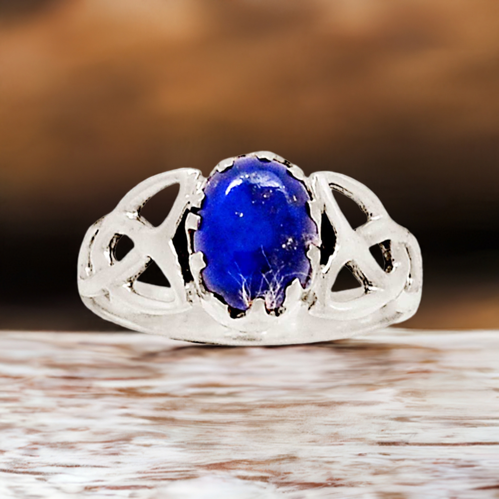 Lapis Cabochon Stone Rings In Silver 925SR2324
