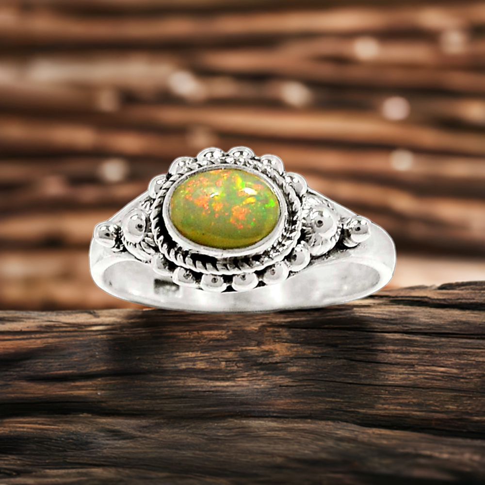Opal Gemstone Rings In Silver Jewelry 925SR2331