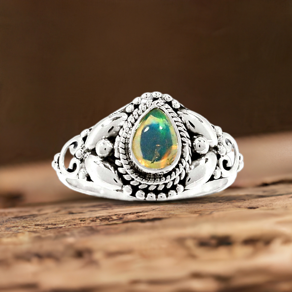 Genuine Opal Gemstone Handmade Ring In Sterling Silver Jewelry 925SR2337