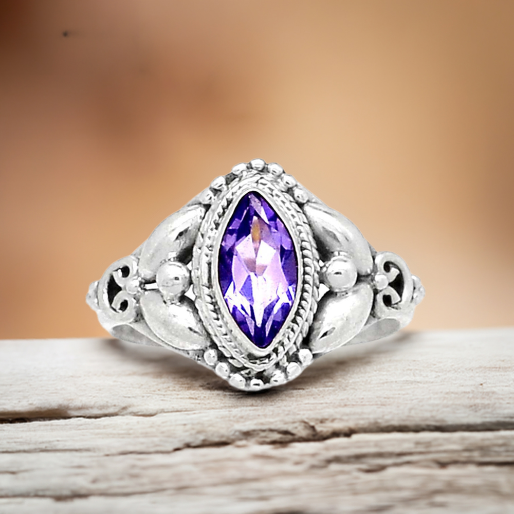 Amethyst Sterling Silver Boho Rings 925SR2342