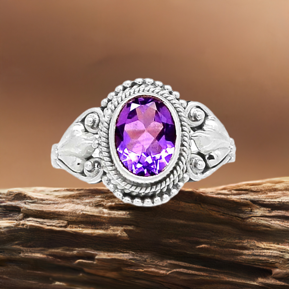 Amethyst Sterling Silver Boho Rings 925SR2345