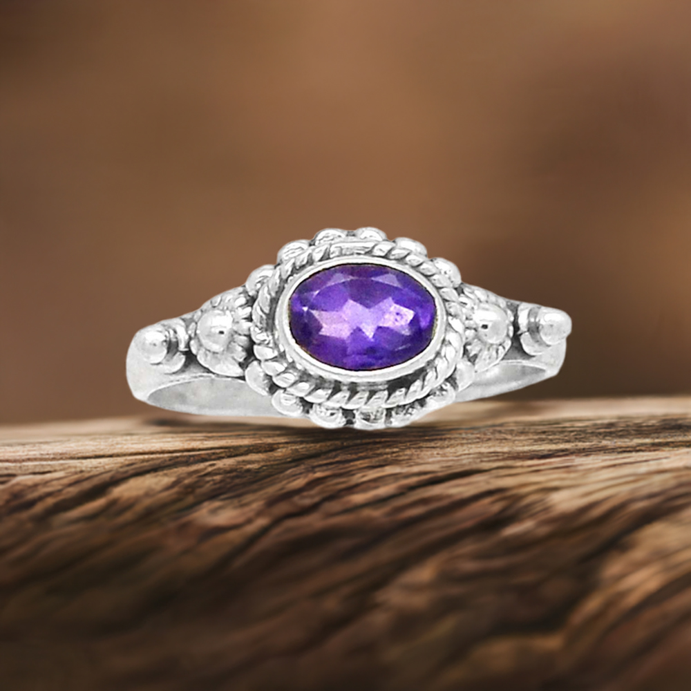 Silver Amethyst Birthstone Rings 925SR2348