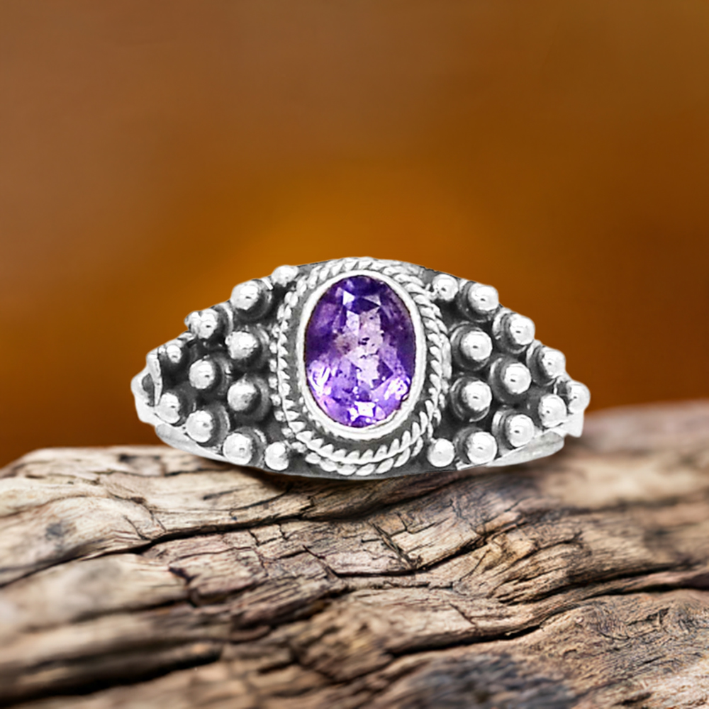 Engagement Sterling Silver Amethyst Rings 925SR2350