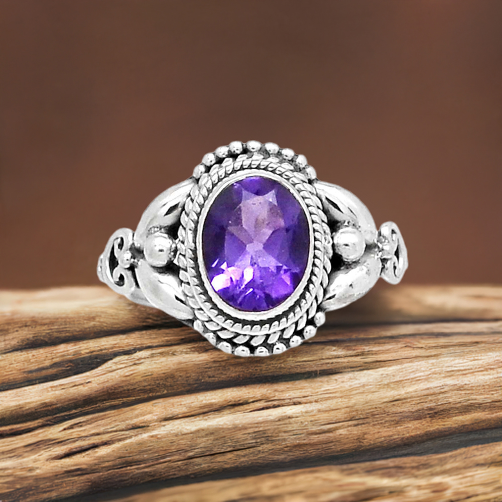 Hand Made Design Amethyst Sterling Silver Rings 925SR2353