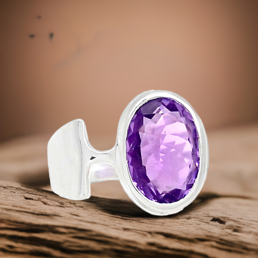 Ametyst Birthstone Silver Engagement Rings 925SR2356