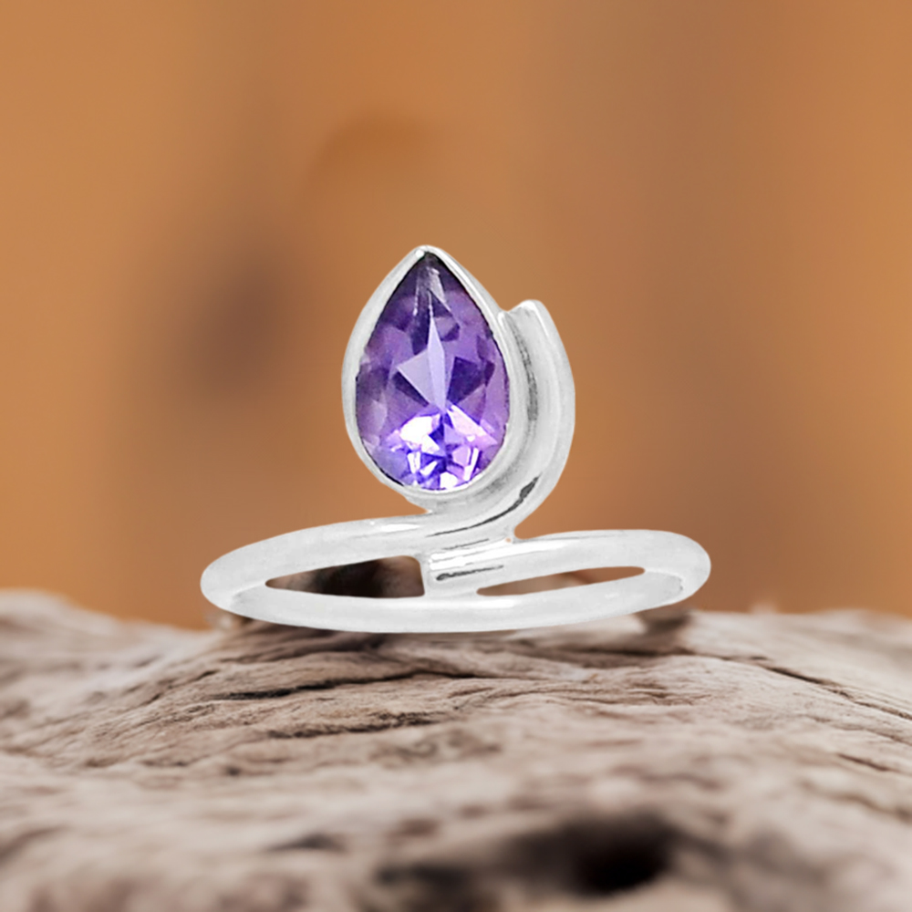 Sterling Silver Amethyst Rings For Women's 925SR2357