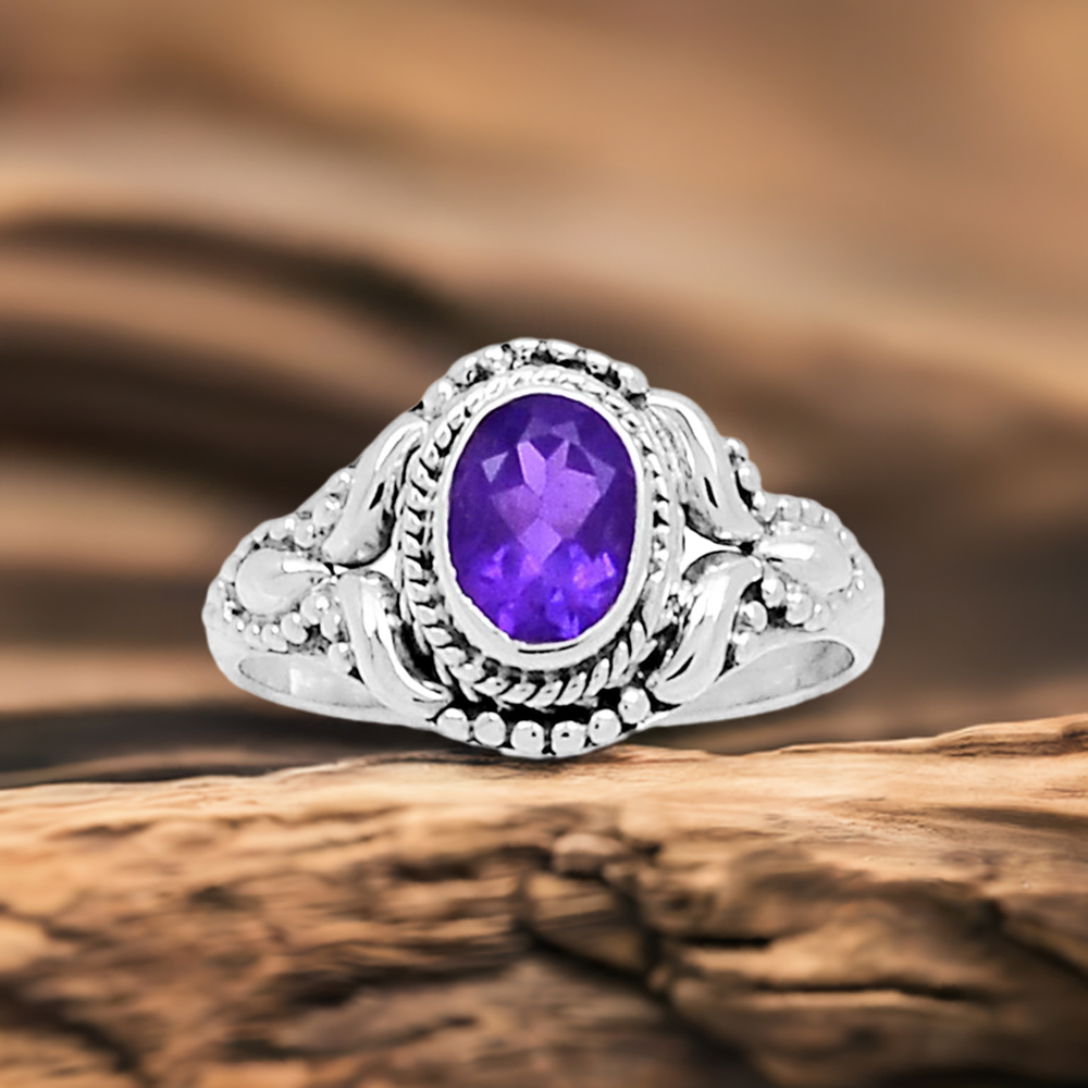 Amethyst Silver Handmade Rings 925SR2364