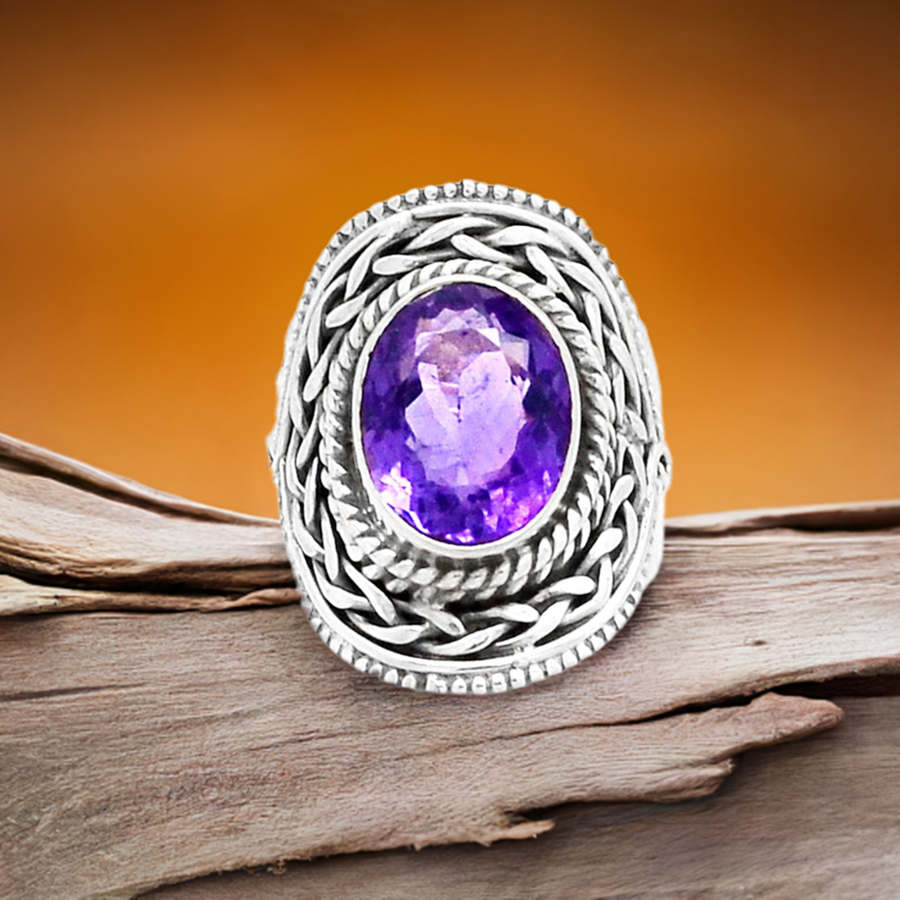 Sterling Silver Amethyst Boho Rings 925SR2365