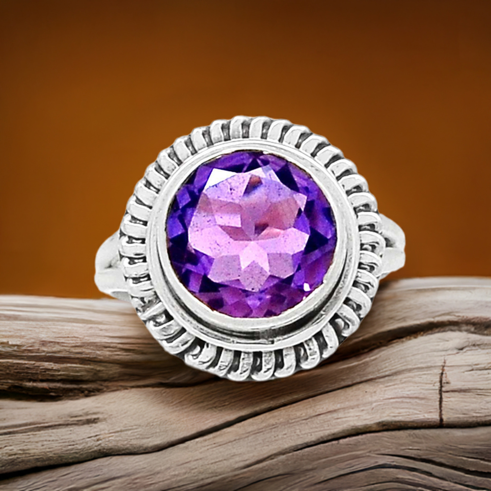 February Birthstone Amethyst Silver Rings 925SR2381