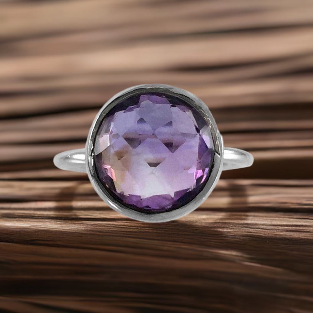 Oval Amethyst Stone Silver Rings 925SR2383