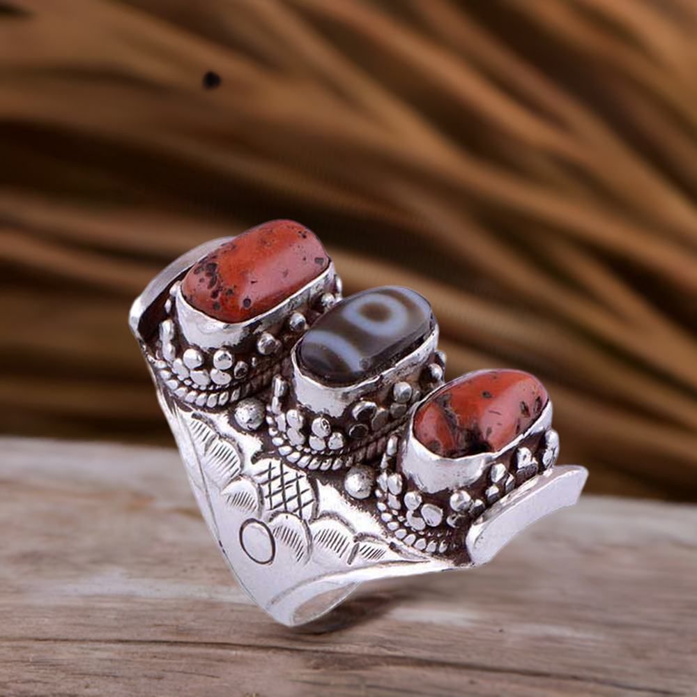 Genuine Multi Gemstone Rings In 925 Sterling Silver Jewelry 925SR2741