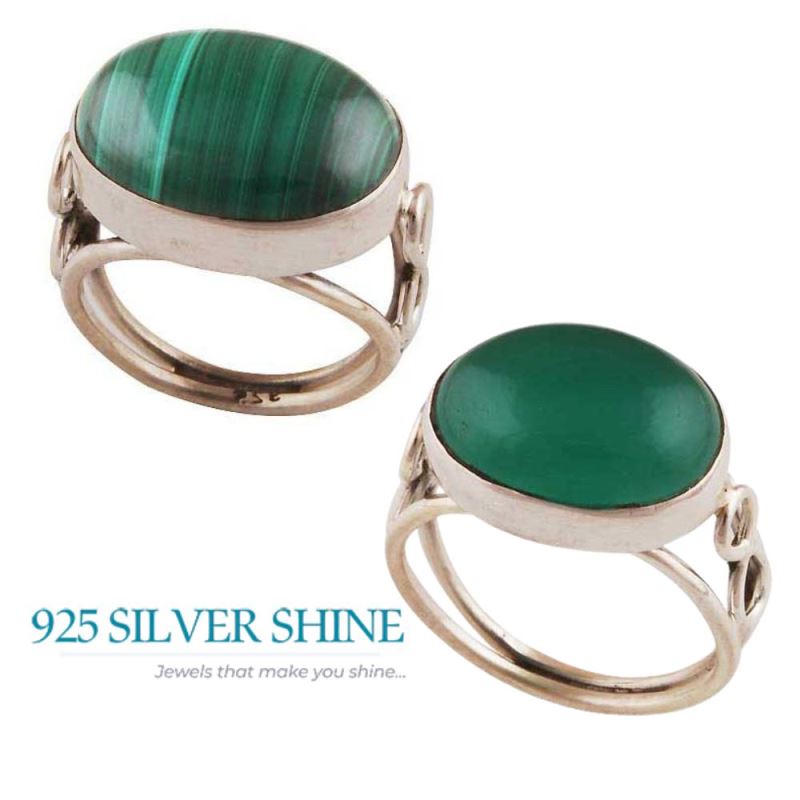 Semi Precious Green Onyx Gemstone Rings In 925 Sterling Silver Jewelry 925SR2743_2