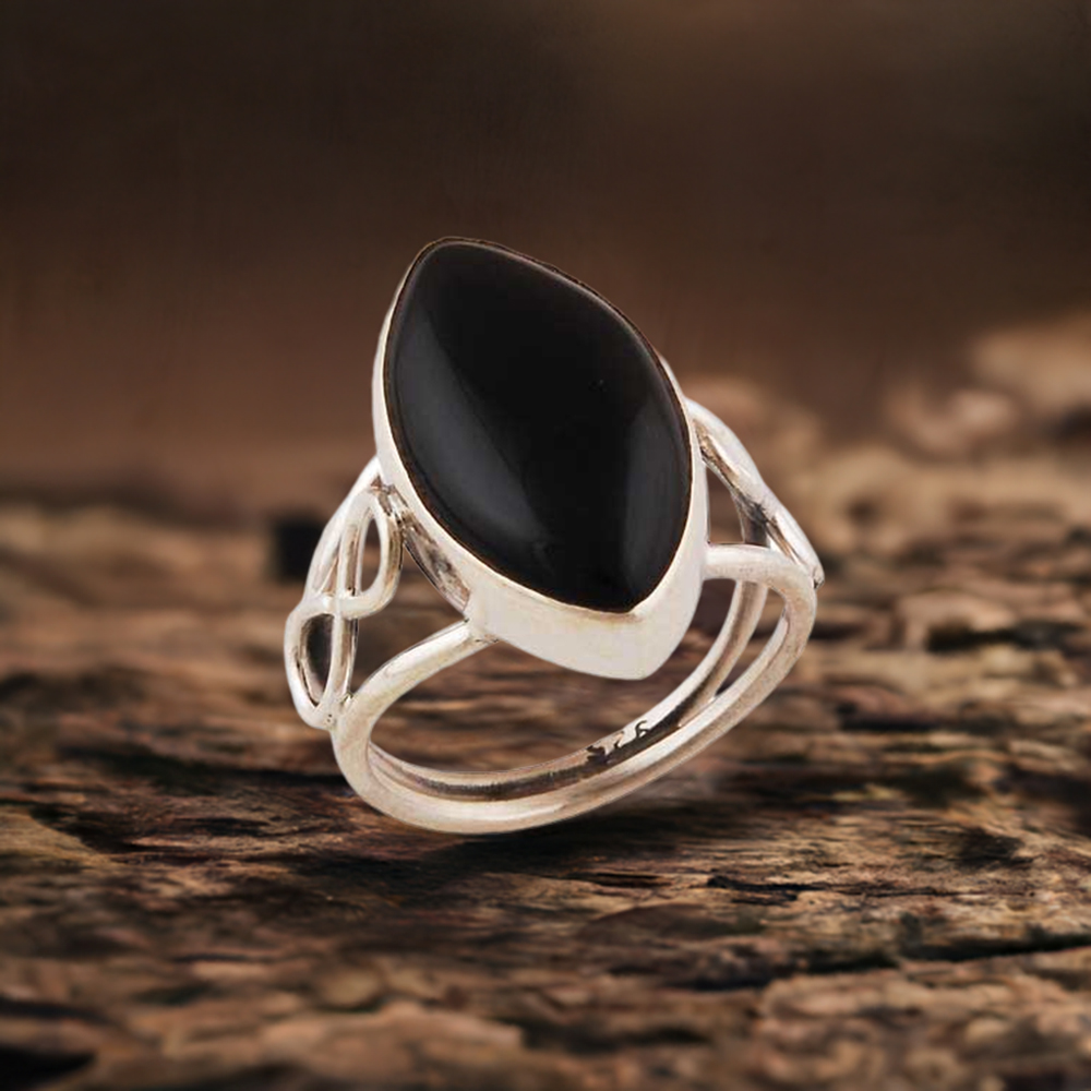 Genuine Black Onyx Gemstone Rings In 925 Sterling Silver Jewelry 925SR2744