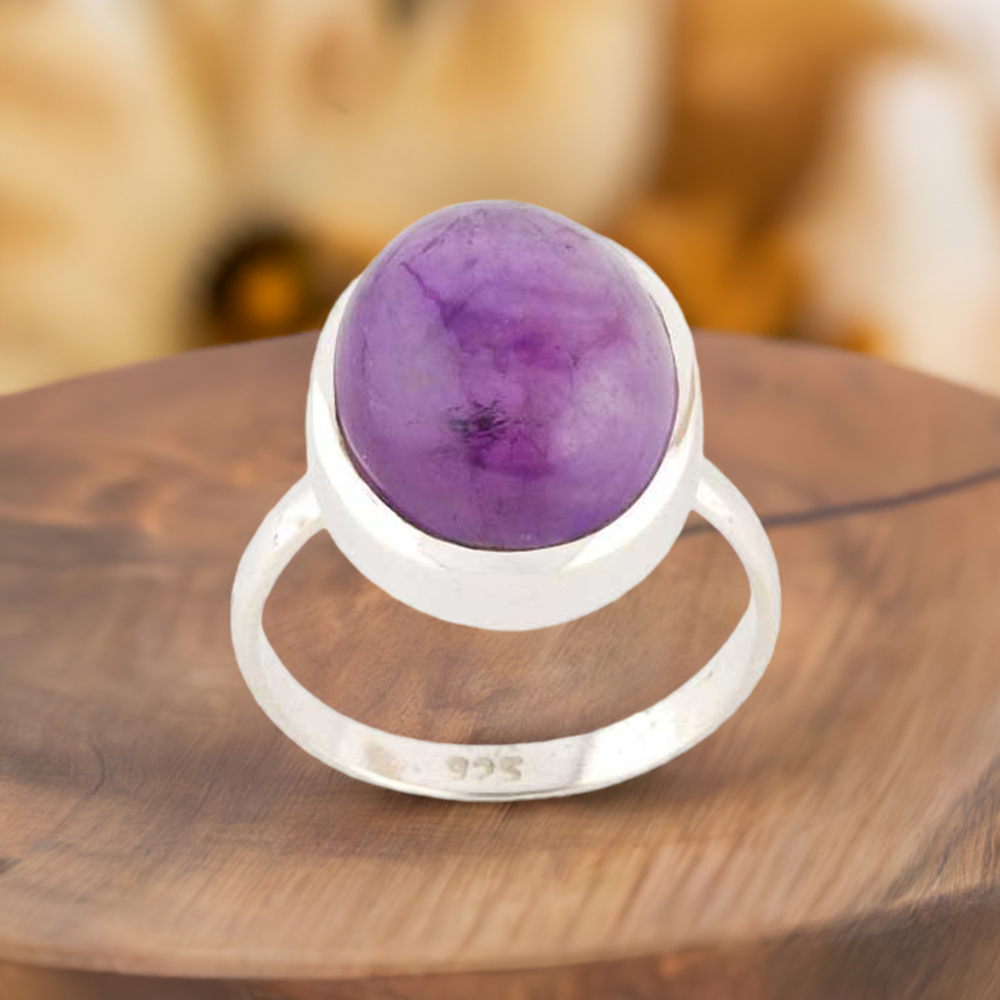 Amethyst Silver Engagement Rings Jewelry 925SR2747