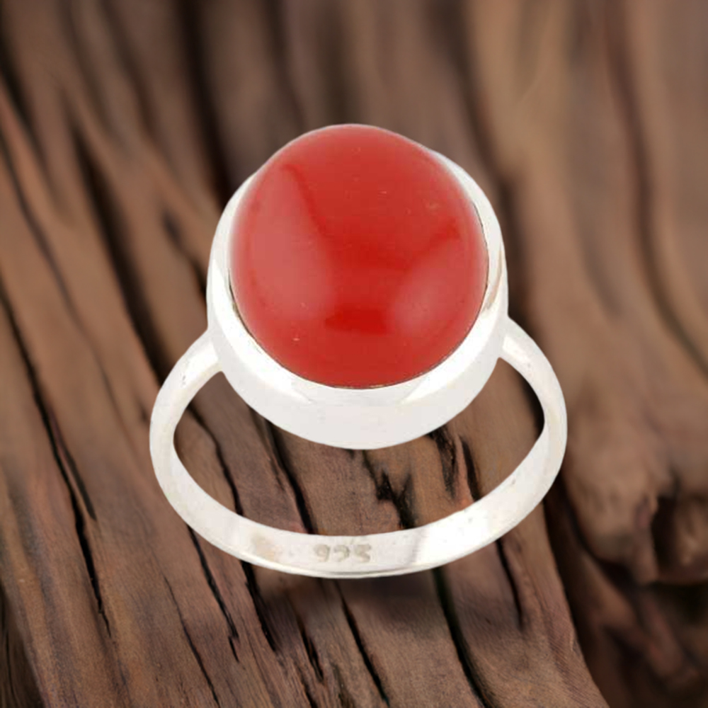 925 Sterling Silver Handmade Rings In Red Onyx Gemstone Jewelry 925SR2752
