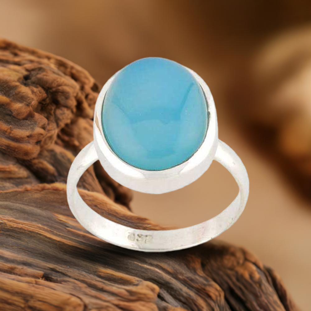 925 Sterling Silver Rings In Chalcedony Gemstone Jewelry 925SR2756