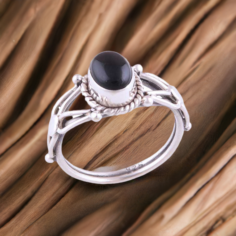 925 Sterling Silver Handmade Rings In Black Onyx Gemstone Jewelry 925SR2759