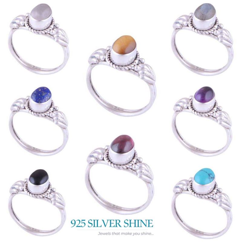 925 Sterling Silver Rings In Rose Quartz Gemstone Jewelry 925SR2768_1
