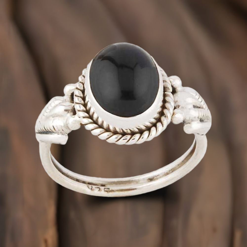 925 Sterling Silver Handmade Rings In Black Onyx Gemstone Jewelry 925SR2773