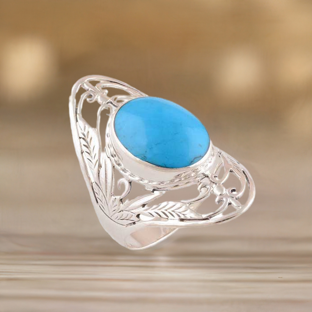 925 Sterling Silver Handmade Rings In Turquoise Gemstone Jewelry 925SR2778