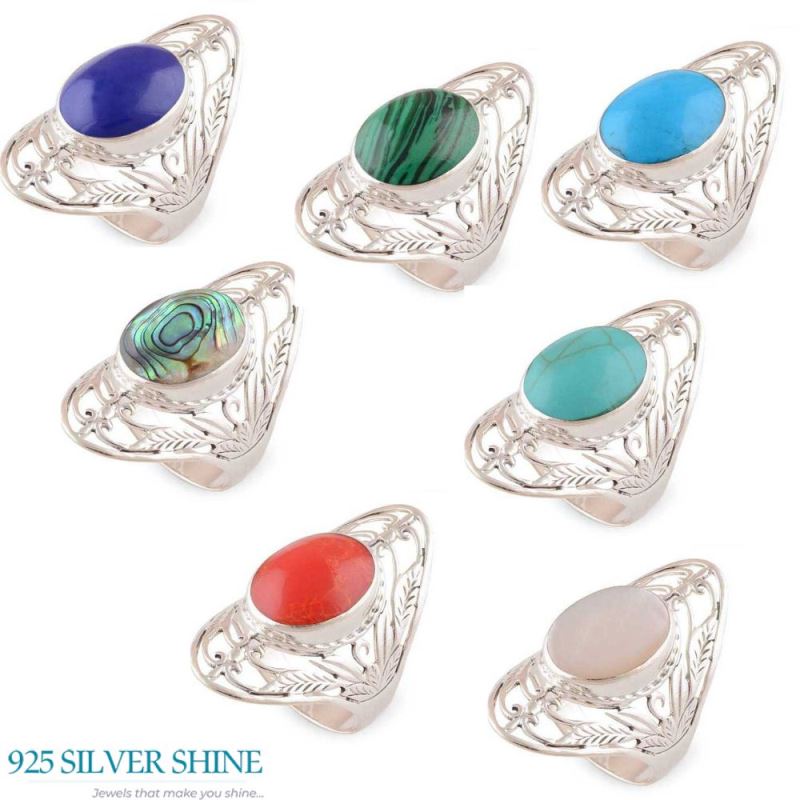 925 Sterling Silver Rings In Natural Turquoise Gemstone 925SR2779_2